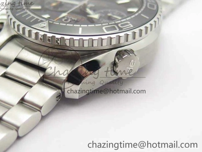 0103 Planet Ocean Master Chrono SS OM 1:1 Best Edition Black Dial On SS Bracelet A9900 V Fashionable 8113